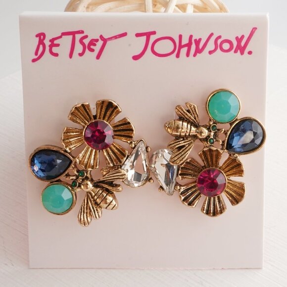 Betsey Johnson Bee Flowers Mismatch Earrings - Picture 1 of 2